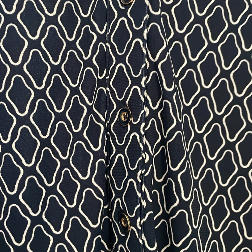 Talbots Navy and white medium petite dress with tied waist - Picture 4 of 9